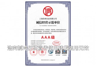 誠信經(jīng)營示范單位AAA級證書-上海浩爽實業(yè)有限公司